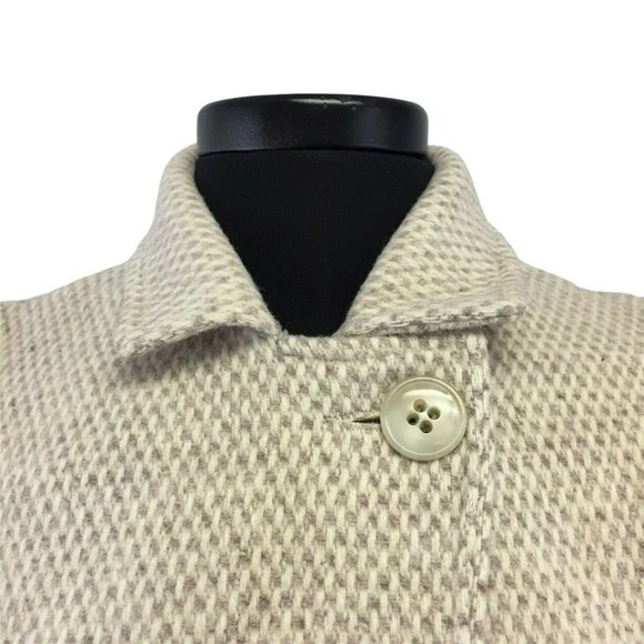 VTG Herman Kay Coat Jacket Womens Med Petite Tan Wool Blend 3 Button 2 Pockets - Picture 8 of 12